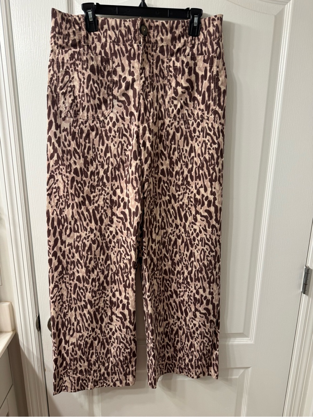 Anthropologie Colette Magic Fabric Leopard Print Wide Leg Crop Pants - Size 32